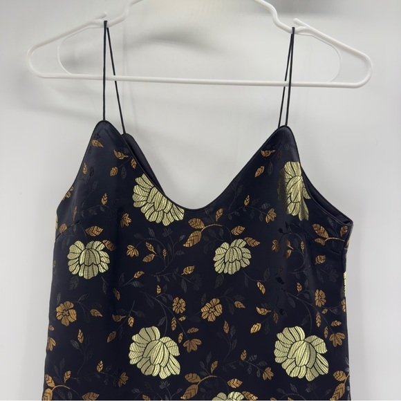 Forever 21 black gold leaf jacquard dress size S - Picture 3 of 9